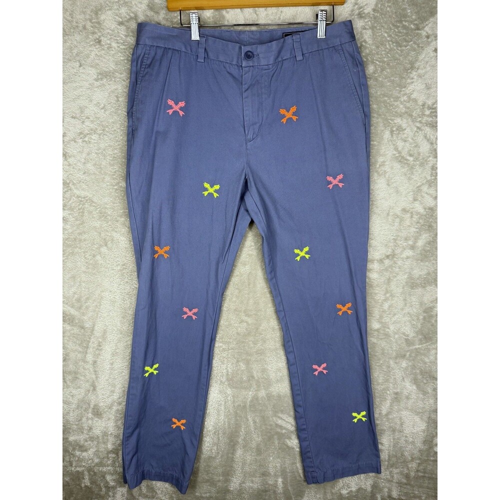 Vineyard Vines Breaker Pants Mens 36x34 (Fits 34x33) Embroidered Fish Slim Blue